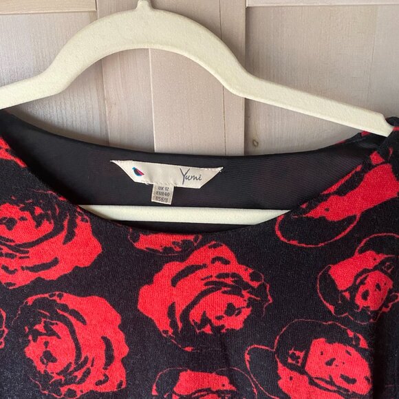 Yumi London Ombre Rose Long Sleeve Lightweight Black Red Sweater Dress M - Picture 3 of 7